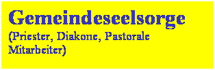 Textfeld: Gemeindeseelsorge(Priester, Diakone, Pastorale Mitarbeiter)
